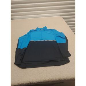Nike Running Drifit 1/4 Zip Mens XL Two Tone‎ Black Blue Track Jacket Logo